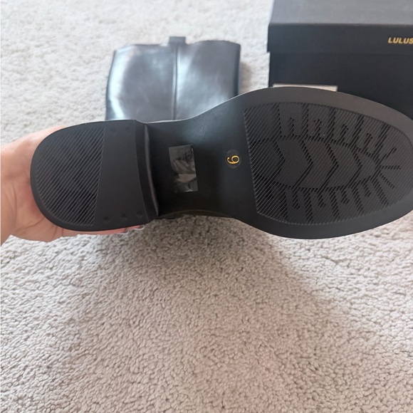 NWT Black Moto Leather Knee-High Boots - Picture 5 of 8